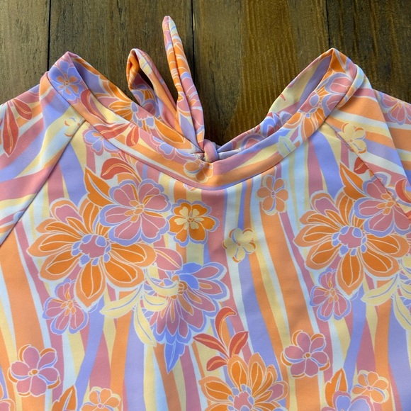 OP OCEAN PACIFIC Floral Retro Pattern Long Sleeve Swimsuit 70s Surfer - Picture 5 of 9